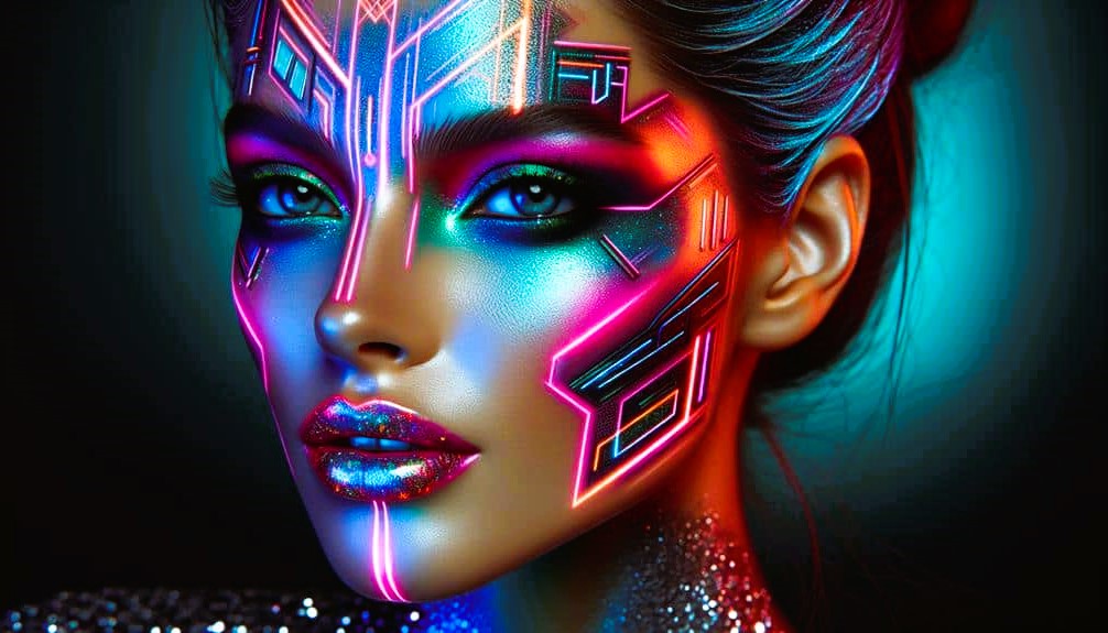 Futuristic Cyberpunk Neon Lights Makeup